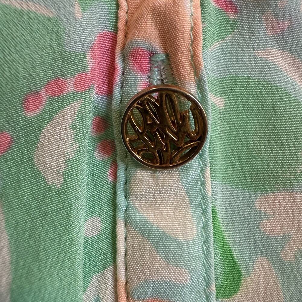 Lilly Pulitzer Medium Silk Sleeveless Top V Neck Bloom Tropical Beach Vacation - Picture 5 of 7